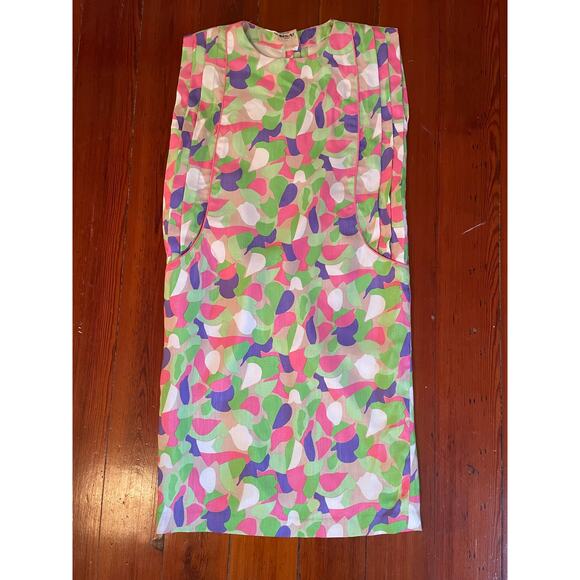 Vintage 60s Mod Abstract Shift Dress Buppa & B.P. Sleeveless Pockets Size M - Picture 7 of 9